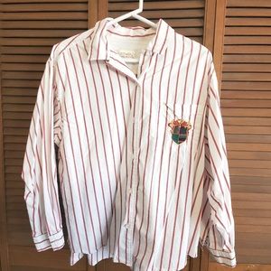 Susan Bristol white button up women’s top with red stripes size 16. (XL)